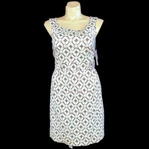 ROBBIE BEE 18 New Dress Midi Bead and Reel Gray White Lined Wide Straps Washable